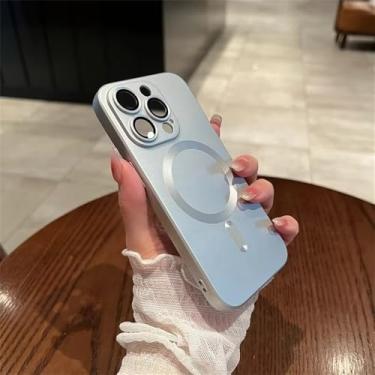 Imagem de Capa de carregamento sem fio magnética fosca para iPhone 16e 15 14 13 11 12 17 Pro Max com proteção de lente de vidro e capa macia