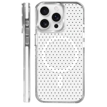 Imagem de MQJCYB Capa magnética para iPhone 15 Pro com design em base transparente, compatível com MagSafe, capa protetora fina de TPU macio para telefone feminino e meninas - Polka Dot Fashion Black