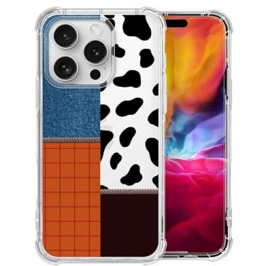 Imagem de Capa para iPhone 16 Pro Max, estampa de vaca, retalhos, xadrez, transparente, capa fofa para meninas, mulheres, homens, fina, macia, à prova de choque