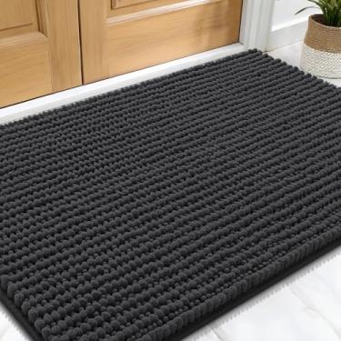 Imagem de OLANLY Tapete de porta de cachorro para patas enlameadas 91 x 61 cm, capacho de lama de chenille ultra absorvente, antiderrapante, lavável e com armadilha de sujeira para entrada interna, tapetes