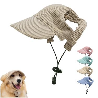 Imagem de Boné de beisebol para animais de estimação com orifícios de orelha - chapéu de viseira de sol multicolorido para cães e gatos, chapéu de praia de verão e outono para filhotes e gatinhos (Cáqui, PP)