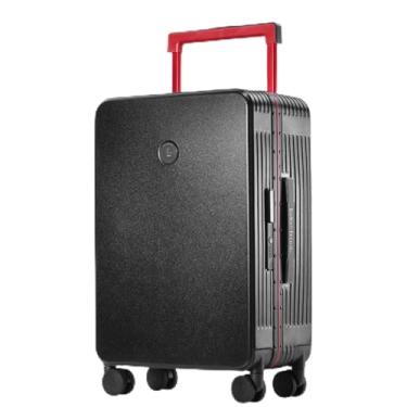 Imagem de Bagagem japonesa de grande capacidade, feminina, mala de carrinho largo, rodas universais, moldura de alumínio, estudante masculino, mala de 50 cm, caixa de senha, elegante e durável, preto/branco, etc. (preto 50 cm)