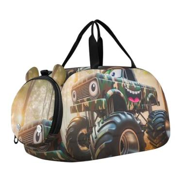 Imagem de Bolsa esportiva fofa para meninos e gatos de urso para meninas, bolsa de viagem e dança, Camuflagem Monster Trucks com desenho animado, Clássico