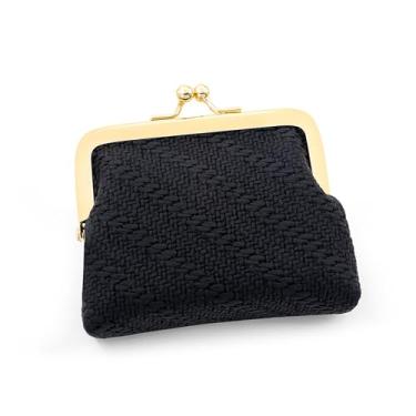 Imagem de Mini porta-moedas de couro retrô para mulheres, bolsa pequena portátil para moedas, carteira vintage estilo cera de óleo para cartões, dinheiro, chaves, viagens, Preto