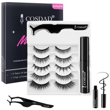 Imagem de Cílios magnéticos com delineador - Cílios magnéticos com kit aplicador - Melhores cílios postiços reutilizáveis 8D, aparência 3D - aparência natural, impermeável, longa duração, sem necessidade de