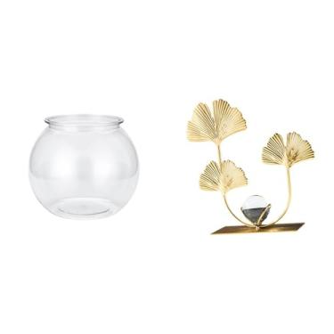 Imagem de Whtkoph Vaso Aquário Pequeno E Transparente em Formato de Tigela, Decoração Moderna para Casa, Escultura de Folhas, Ornamento Decorativo para Mesa de Escritór