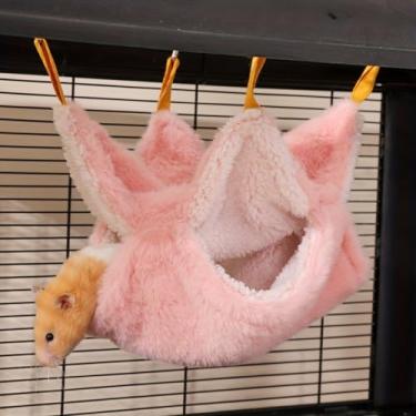 Imagem de Redes de rato para gaiola, camas suspensas macias de camada dupla para porquinho-da-índia, furão, hamster, chinchila, esquilo, animais pequenos fofos acessórios para dormir e brincar - roxo-M