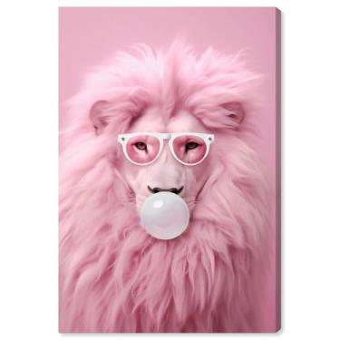 Imagem de Art Remedy Impressões modernas Majestic Bubblegum Lion em tela, envolto em galeria, 25,4 cm x 38,1 cm