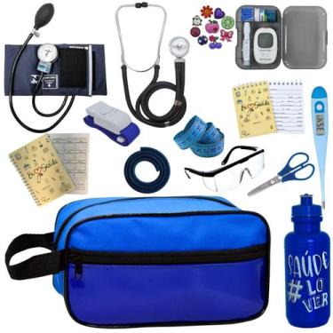 Imagem de Kit de Enfermagem Aparelho de Pressao Estetoscopio Necessaire Medidor 