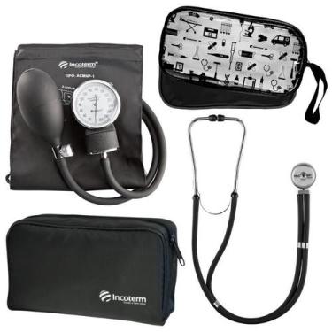 Imagem de Kit Aparelho Pressao Esfigmo Aneroide Estetoscopio Multilaser Incoterm