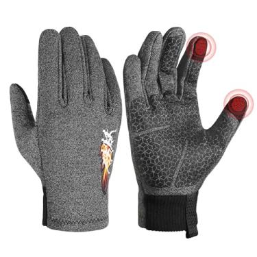 Imagem de Luvas de corrida leves para homens e mulheres, luvas térmicas quentes e sensíveis ao toque com forro de lã (cinza, grande)