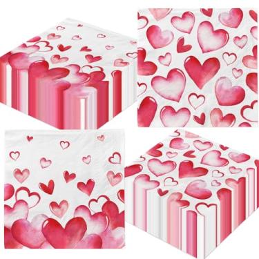 Imagem de Guardanapos de Dia dos Namorados, 48 guardanapos de coração rosa descartáveis de papel dos namorados para decorações de propostas de casamento