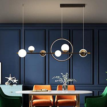 Imagem de Luminária pendente LED para sala de jantar, 66W, dimerizável, com globo de vidro, altura ajustável, estilo lustre, moderna, com controle remoto, para sala de estar, bar, café ou cozinha.