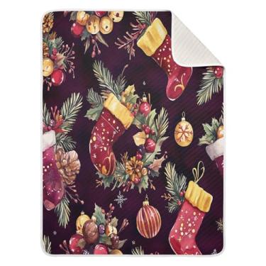 Imagem de Blueangle Meias de Natal Cobertores de bebê para berço, soneca, 76 x 101,6 cm, quentes, aconchegantes, macios, cobertores unissex para meninos, meninas, crianças, bebês (586)