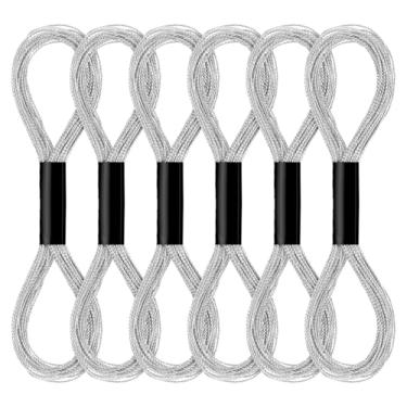 Imagem de 6 novelos para bordar, fio de bordado prata metálico com glitter, cordão de pulseira da amizade, fios de ponto cruz de poliéster, cordão de pulseira de amizade para costurar, acessórios de fio de