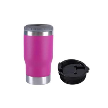 Imagem de Copo Térmico 4 em 1 Aço Inoxidável Isolado a Vácuo Caneca Porta Latas Fina Padrão 355ml Long Neck Termocooler com Tampa e Abridor de Garrafas (Fúcsia)