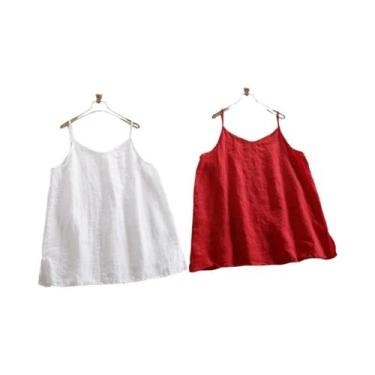 Imagem de Camisola Sem Mangas Feminina Com Decote Em V, Top Casual De Verão Para