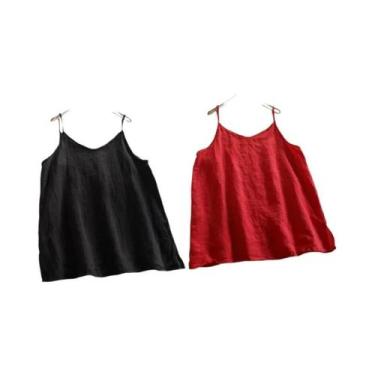 Imagem de Camisola Sem Mangas Feminina Com Decote Em V, Top Casual De Verão Para