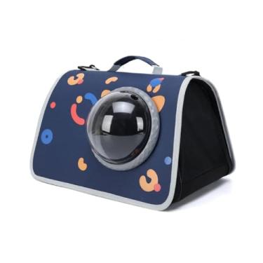 Imagem de Bolsa Ombro Transporte Pet: Visor Cúpula Transparente para Gato/Cachorro Pequeno – Portátil, Ventilada para Viagem, Passeio e Consulta Veterinária (azul)