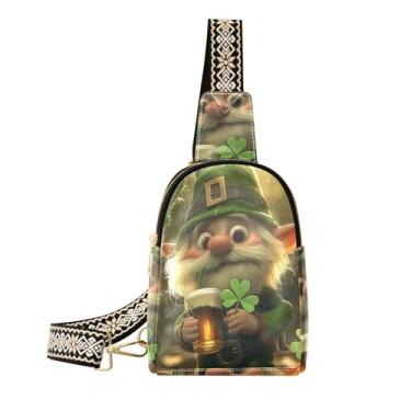 Imagem de CEBUGI Linda bolsa tiracolo feminina de gnomo de desenho animado para mulheres, pochete transversal de couro, bolsa de peito para caminhadas, viagens ao ar livre