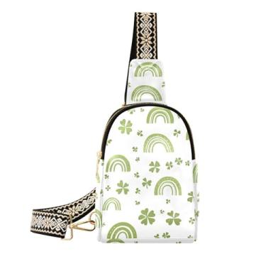 Imagem de CEBUGI Searainbows Shamrocks pequena bolsa tiracolo feminina de couro, pochete transversal para trilhas, viagens ao ar livre