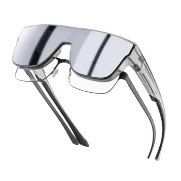 Imagem de KAPVOE Óculos de sol fotocromáticos ajustados sobre os óculos de sol para homens mulheres grandes quadrados UV400 esportes ciclismo golfe condução K216, 05 Prata, Nornal