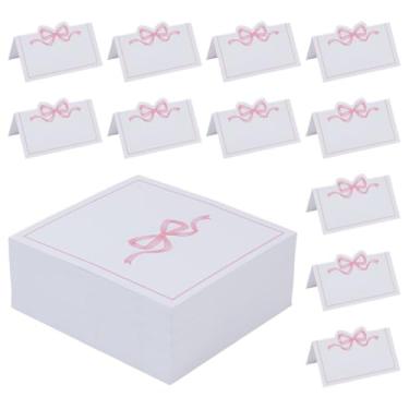 Imagem de HOBBIESAY 180 peças de cartões de lugar com laço, lindo laço recortado, cartolina com nome de barraca para configuração de mesa, laço, etiqueta de atribuição de assento em branco, festa de aniversário