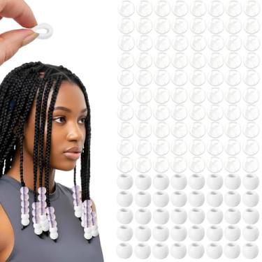 Imagem de 120 contas de silicone grandes de 14 mm para tranças de cabelo, contas de cabelo gelatinosas macias com orifício de 7 mm + 50 faixas de borracha e 1 miçanga para trançar, pulseiras faça você mesmo