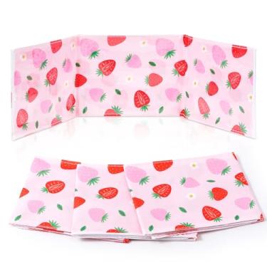 Imagem de EYxsaxenk Porta-cartão Mahjong – 4 peças acessório de morango rosa Mahjong presente manga de plástico transparente tecido macio protetor de cartão de pontuação capa para mulheres, jogo de tabuleiro