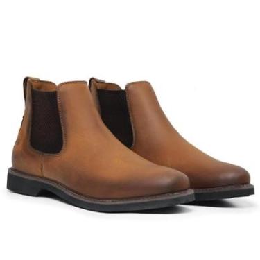 Imagem de Bota Masculina Couro Coturno Cano Baixo Macia Reforçada-Masculino