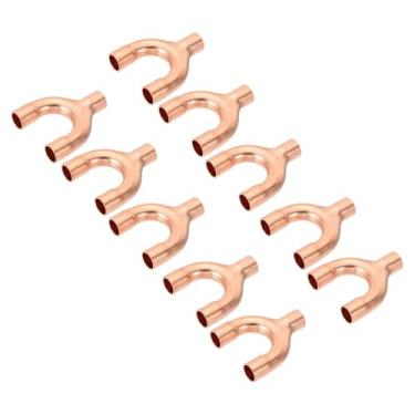 Imagem de PATIKIL Conexão de cobre ID de 1/4 polegada, 10 peças 3 vias tipo Y 99,9% conexão de soldagem de encaixe de tubo de cobre puro para HVAC ar condicionado encanamento tubo de refrigeração