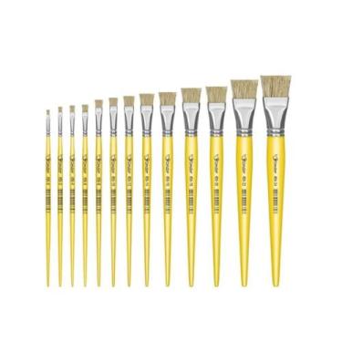 Imagem de Pincel Chato 456 Condor Cerda Branca Natural  Cabo Longo, 2