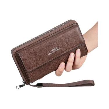 Imagem de Carteira Masculina De Couro PU Com Vários Compartimentos Para Cartões,