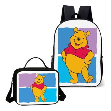 Imagem de Mochila Simples Com Lancheira Termica Escolar Infantil Fofo Poohh Ursi