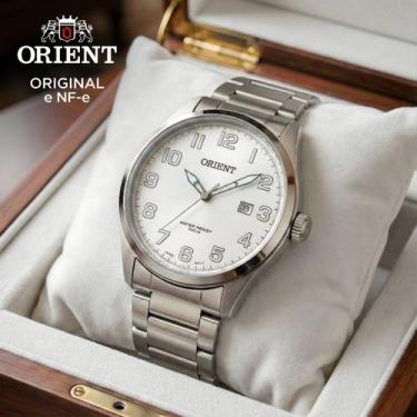 Imagem de Relogio Orient Masculino Prata 1360 Analogico Caixa Aço Inox, Branco, 