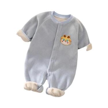 Imagem de Macacão De Fleece Dupla Face Para Bebês Meninos E Meninas, Manga Longa