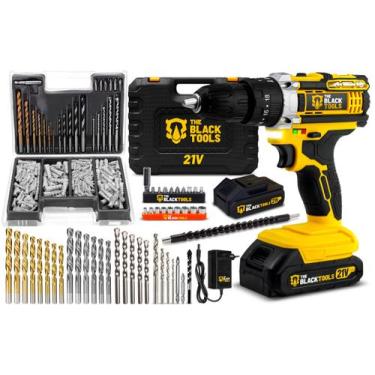 Imagem de Parafusadeira Furadeira Impacto Tb21pw + Kit Brocas 300 Peças The Blac