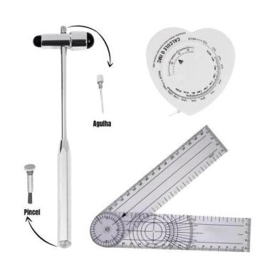 Imagem de Kit Goniômetro Grande + Fita Imc + Martelo Buck Fisioterapia - P.A. Me