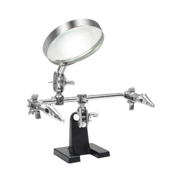 Imagem de Lupa De Aumento 5X Com Suporte Para Soldagem E 2 Garras Jacaré, Ferram