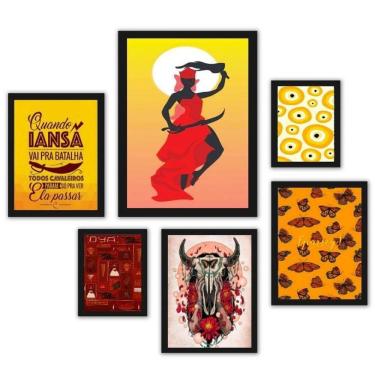 Imagem de Quadro Decorativo Orixá Iansã - 6 Peças com Moldura Preta
