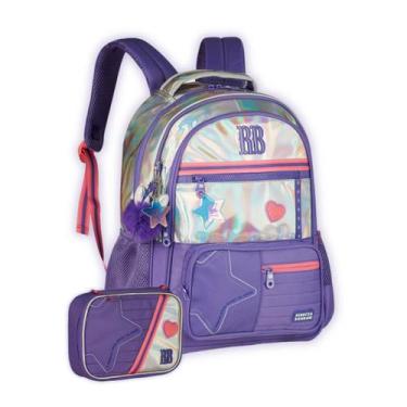 Imagem de Kit Mochila Holográfica Rebecca Bonbon e Estojo Box Original, Lilás