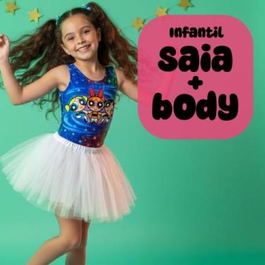 Imagem de Conjunto Saia De Tule e Body Collant Meninas Super Poderosas - Lindinh