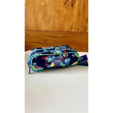 Imagem de Estojo Escolar Pequeno Duplo Puket Tuba Azul Marinho