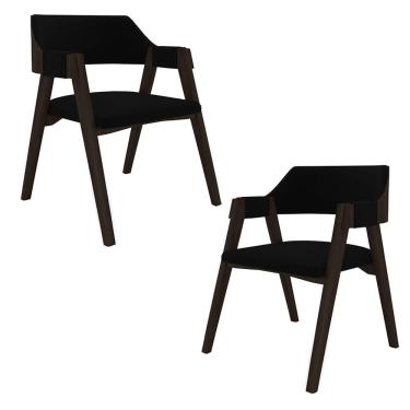 Imagem de Kit 2 Cadeiras Sala De Jantar E Jogos Carteados Madeira Maciça Poker Veludo Preto-capuccino G42 - Gran Belo