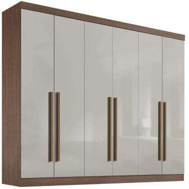 Imagem de Guarda Roupa Da Vinci Plus Castanho Off White 6 Portas 6 Gavetas D?doro