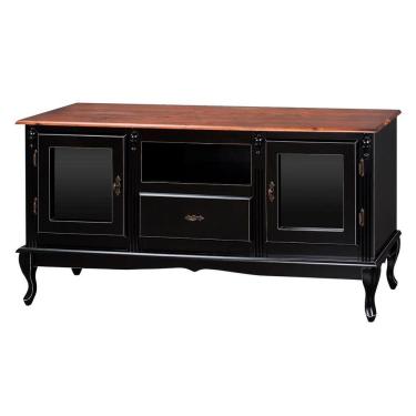 Imagem de Rack Luiz Xv Com 2 Portas, 01 Gaveta e 02 Prateleiras 1036 Preta