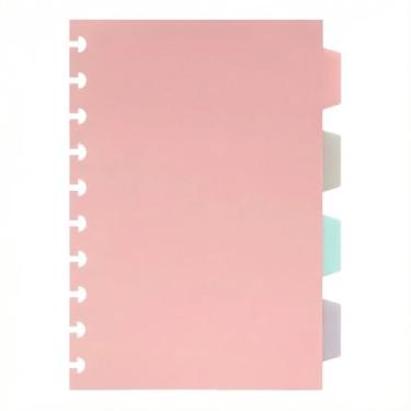 Imagem de Caderno capa dura marmorizado A5 B5 A4 para anotações, caderno sem pauta ou pautado, caderneta estilo couro, caderno de anotações, caderno 96 folhas capa dura espiral (4PCS divisórias COR PASTEIS-B5)