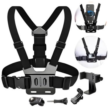 Imagem de Suporte de Peitoral Para Celular E Câmera Esportiva Gopro Ajustável 360°, Colete Para Vídeo e Filmagem Esportiva Moto Bike Corrida, Camera Ação Confortável, Mãos Livres - Premium