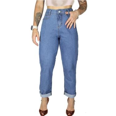 Imagem de Calça Jeans R7Jeans Feminina Mom 100% Algodão Delavê-Feminino