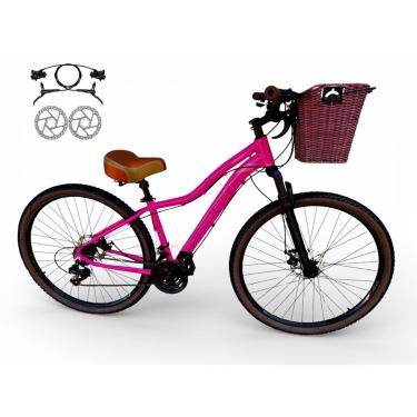 Imagem de Bicicleta Aro 29 Feminina Absolute Hera Retrô Vintage 21v Hidráulico Confortável Cesta Selim 2 Molas-Feminino